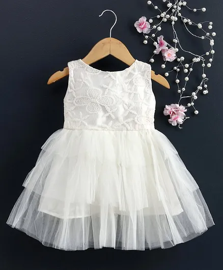 The KidShop Embroidered Sleeveless Dress - Off White