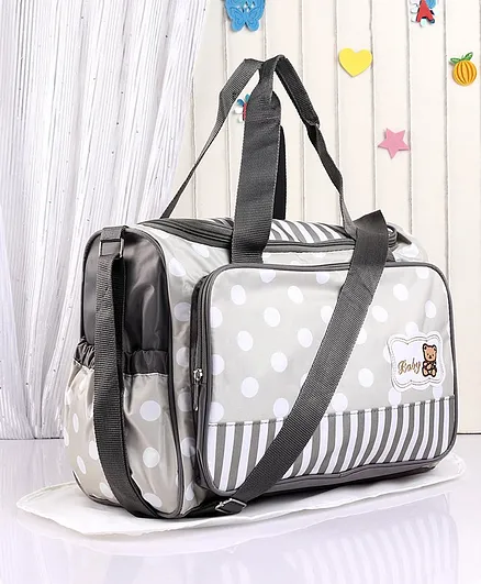 Diaper Bag with Changing Mat Polka Dots - Grey