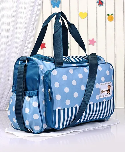 Diaper Bag with Changing Mat Polka Dots - Blue
