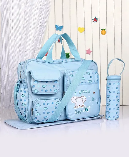 Diaper Bag with Changing Mat & Bottle Holder - Blue