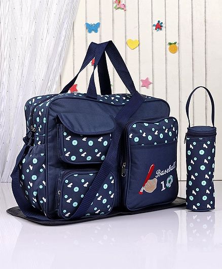 Diaper Bag with Changing Mat & Bottle Holder - Blue