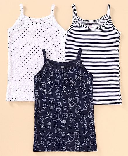 Simply Printed Singlet Slips Multi Print Pack Of 3 - Blue Grey