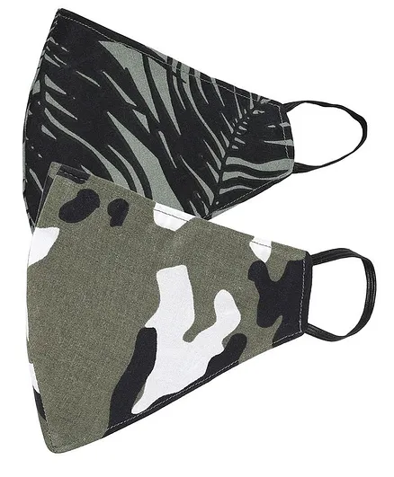 AKSHARA 2Ply Leaves Print Pack Of 2 Mask - Multi Color