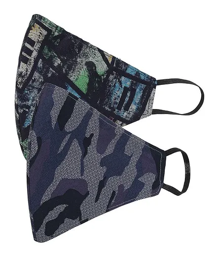 AKSHARA 2Ply Camouflage Printed Pack Of 2 Mask - Multi Color