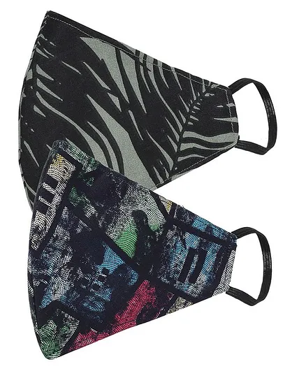 AKSHARA 2Ply Leaves Printed Pack Of 2 Mask - Multicolor