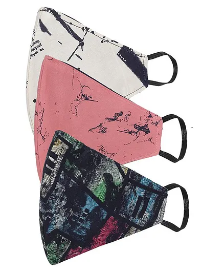AKSHARA 2Ply Printed Pack Of 3 Mask - Multi Color