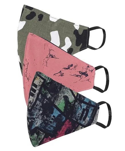 AKSHARA 2Ply Printed Pack Of 3 Mask - Multi Color