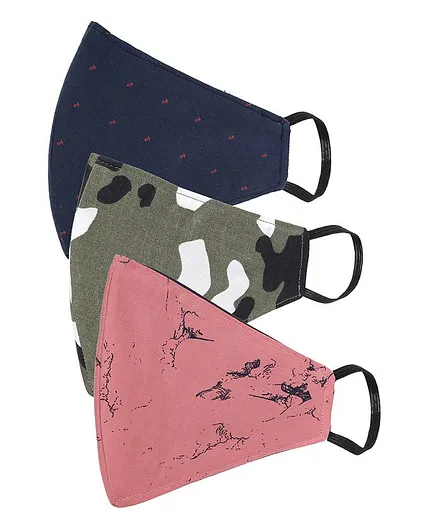 AKSHARA 2Ply Printed Pack Of 3 Mask - Multi Color