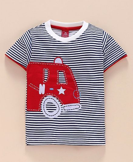 Jb Club Half Sleeves Car Patch T-Shirt - Blue