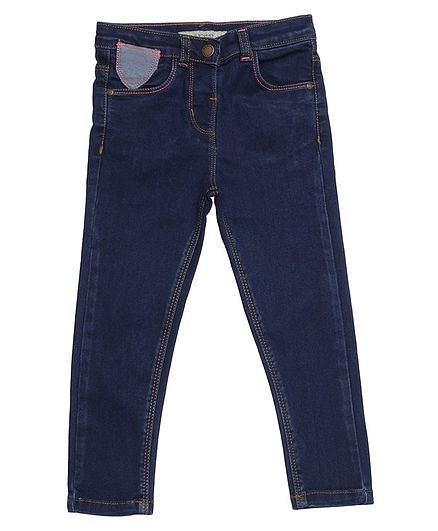 Tales & Stories Full Length Slim Fit Denim Mid Rise Plain Jeans - Navy