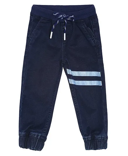 Tales & Stories Slim Fit Mid Rise Solid Pants - Blue