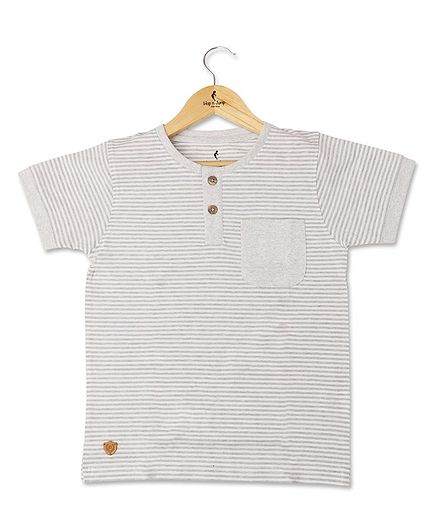 Hop n Jump Half Sleeves Striped Tee - Light Grey