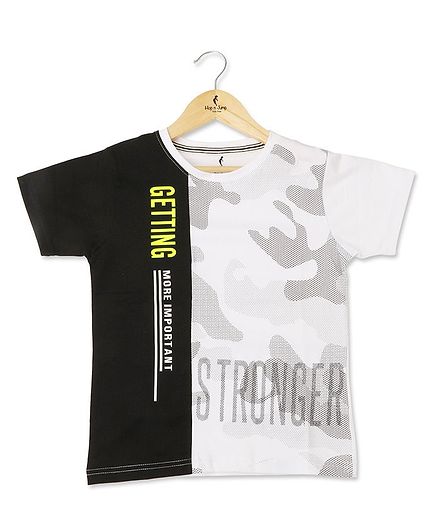 Hop n Jump Half Sleeves I am Stronger Printed Tee - White