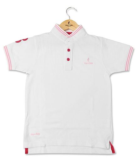 Hop n Jump Half Sleeves Solid Colour Polo Tee - White