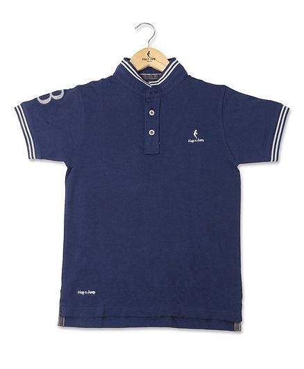 Hop n Jump Half Sleeves Solid Colour Polo Tee - Dark Blue