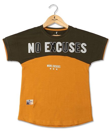 Hop n Jump No Excuses Printed Half Sleeve T-Shirt - Brown