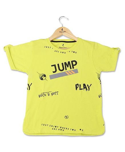 Hop n Jump Jump & Play Graphic Printed Half Sleeve T-Shirt - Lemon