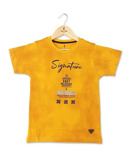 Hop n Jump Signature Printed Half Sleeve T-Shirt - Mustard