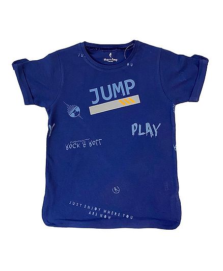 Hop n Jump Jump & Play Graphic Half Sleeves Tee - Dark Blue