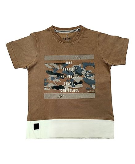Hop n Jump Perfect Knowledge Half Sleeves Tee - Brown