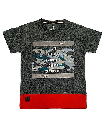 Hop n Jump Perfect Knowledge Half Sleeves Tee - Charcoal Grey