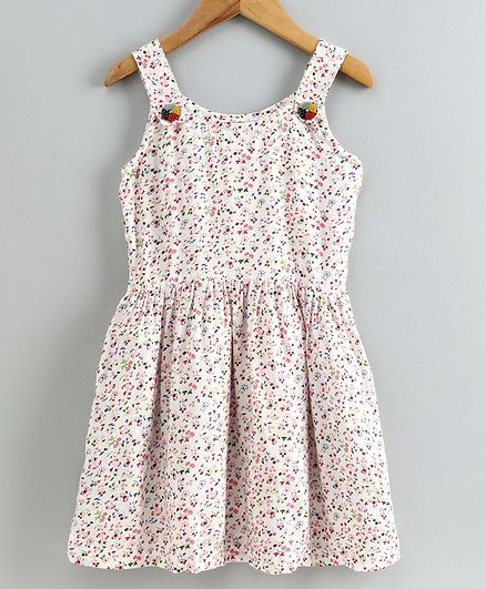 Little LABS Sleeveless Floral Print Dress - White