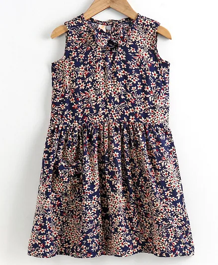 Little LABS Floral Print Sleeveless Dress - Blue