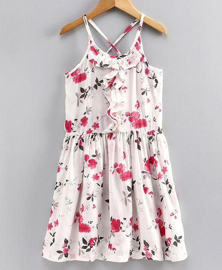 Little LABS Sleeveless Floral Print Dress - White