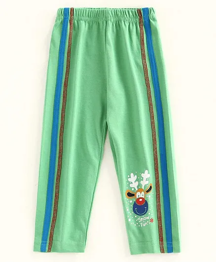 Bodycare Full Length Track Pant Reindeer Print - Green
