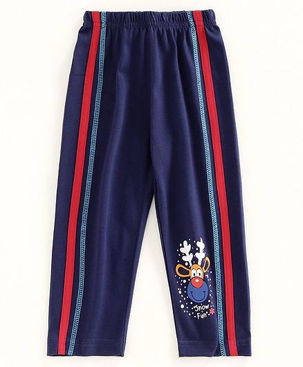 Bodycare Full Length Track Pant Reindeer Print - Dark Blue