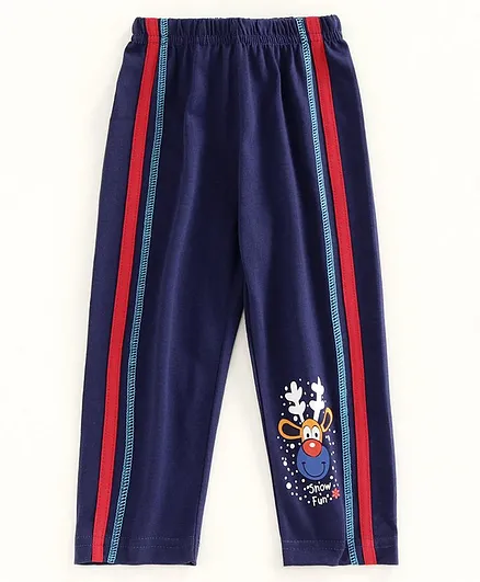 Bodycare Full Length Track Pant Reindeer Print - Dark Blue