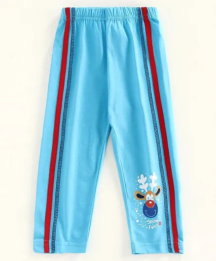 Bodycare Full Length Track Pant Reindeer Print - Blue