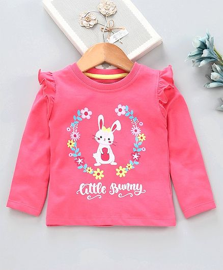 Babyhug Full Sleeves Tee Bunny Print - Pink