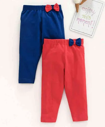 Babyhug Full Length Solid Pajamas Pack of 2 - Blue Red