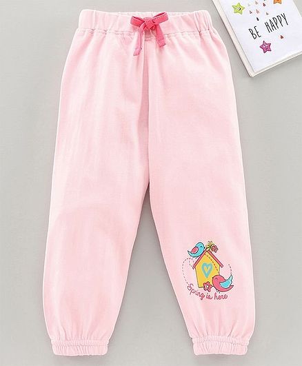 Babyhug Full Length Lounge Pant House Print - Pink
