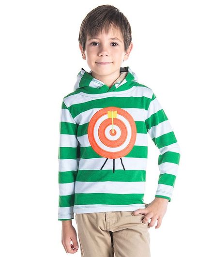Cherry Crumble By Nitt Hyman Striped Full Sleeves Dartboard Patch Detailing Hoodie - Green