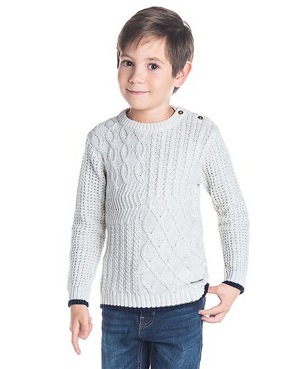 Cherry Crumble By Nitt Hyman Full Sleeves Patrick Sweater - Light Grey