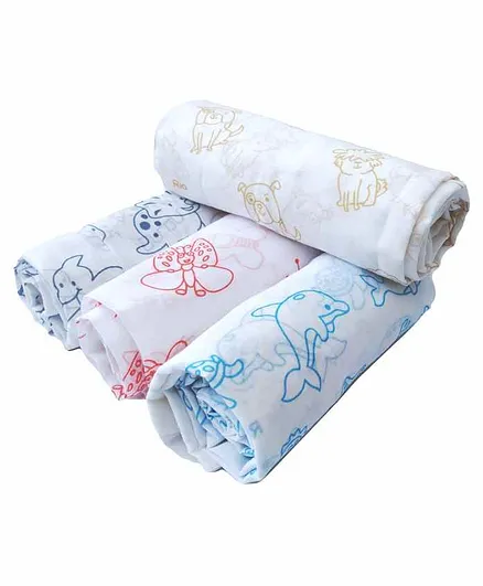 Carerio Printed Cotton Swaddle Wrapper Pack of 4 - Multicolor