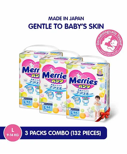 Merries Pant Style Diapers Large Pack of 3 - 132 Pieces