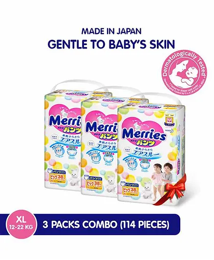 Merries Pant Style Diapers XL Pack of 3 - 114 Pieces