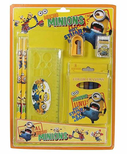 Funcart Stationery Set Cartoon Print Yellow Pack of 1 - 13 Pieces