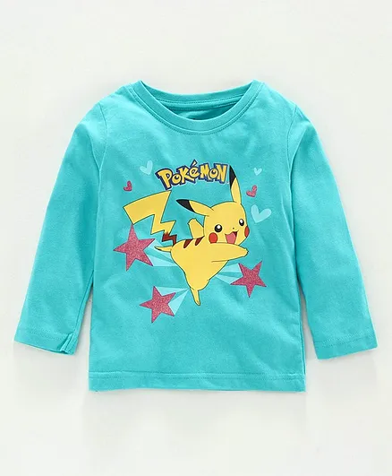 Bodycare Full Sleeves Tee Pokemon Print - Sea Green