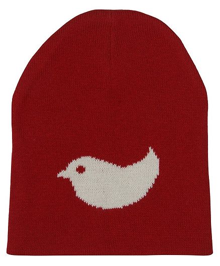 Pluchi Birdie Design Knitted Cap - Red