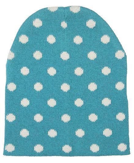 Pluchi Polka Dot Print Detailing Knitted Cap - Light Blue