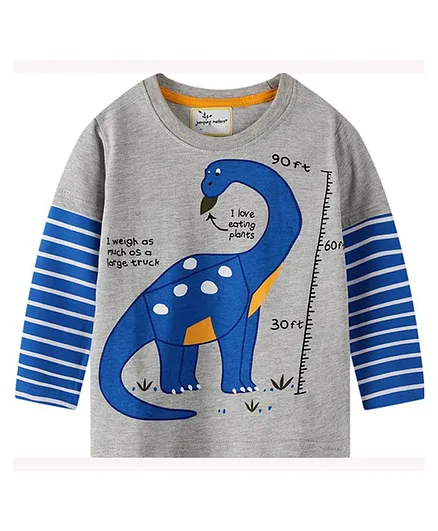 Kookie Kids Doctor Sleeves Tee Dino Print - Grey