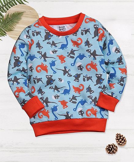 ROYAL BRATS Full Sleeve Dino Print Sweatshirt - Blue
