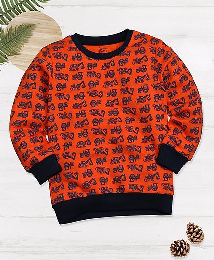 ROYAL BRATS Full Sleeves Crane Print Sweatshirt - Orange
