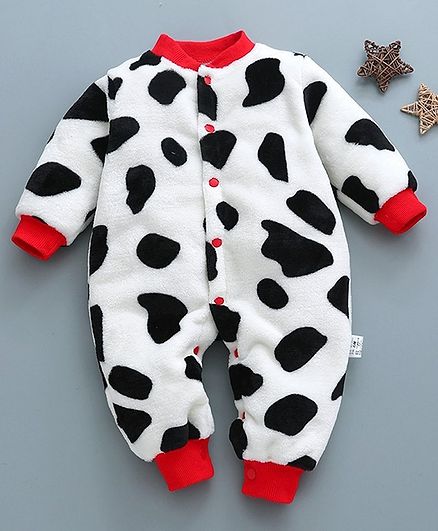 Kookie Kids Full Sleeves Winter Romper Printed - Black Red