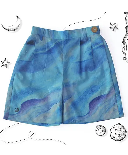 Miko Lolo Cloudy Printed Organic Cotton Shorts - Blue