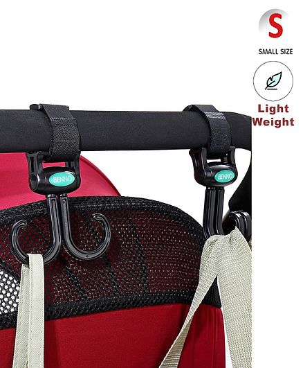 D Shape Stroller Hooks Pack of 2 - Black